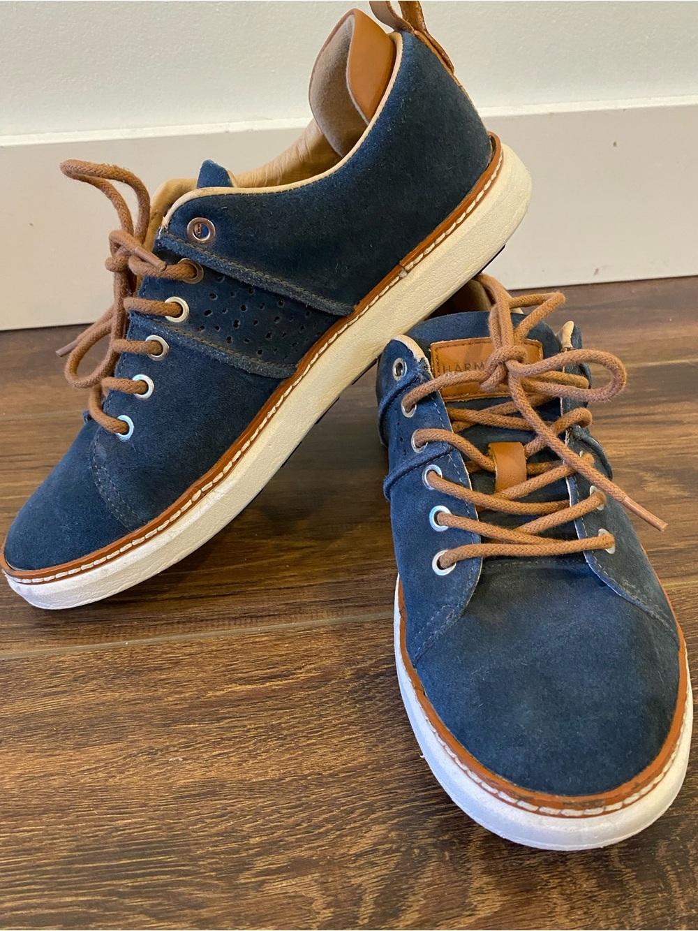 Leather navy and brown sneakers Harmony 783